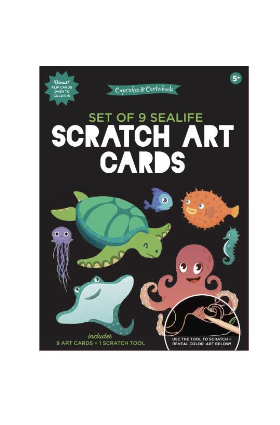 Two's Company Scratch Art and Coloring Cards Kit - Ocean
