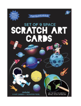 Two's Company Scratch Art and Coloring Cards Kit - Space