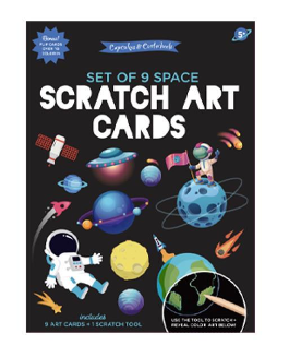 Two's Company Scratch Art and Coloring Cards Kit - Space