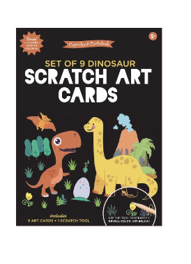 Two's Company Scratch Art and Coloring Cards Kit - Dino