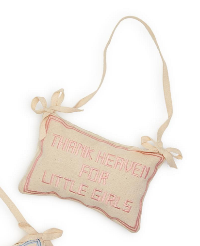 Two's Company Thank Heaven Embroidered Pillow Door Hanger Dècor- Girls