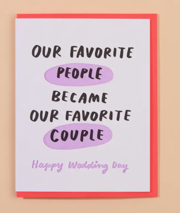Favorite Couple Wedding Letterpress Greeting Card