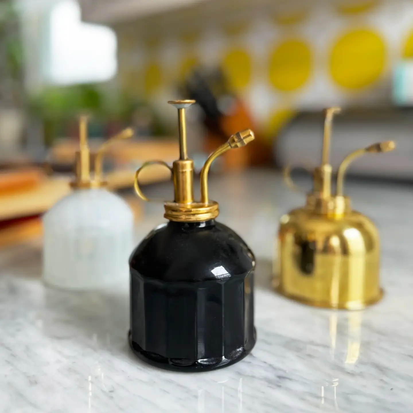 Modern Sprout Black Glass & Brass Plant Mister
