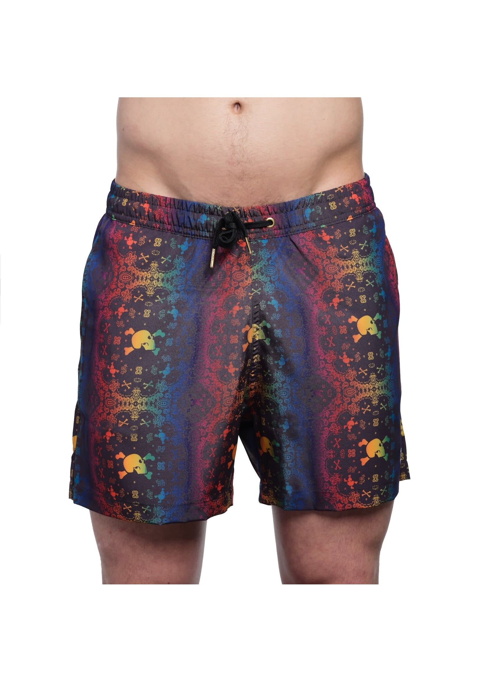 Skull & Bones Rainbow Bandana Swim Shorts