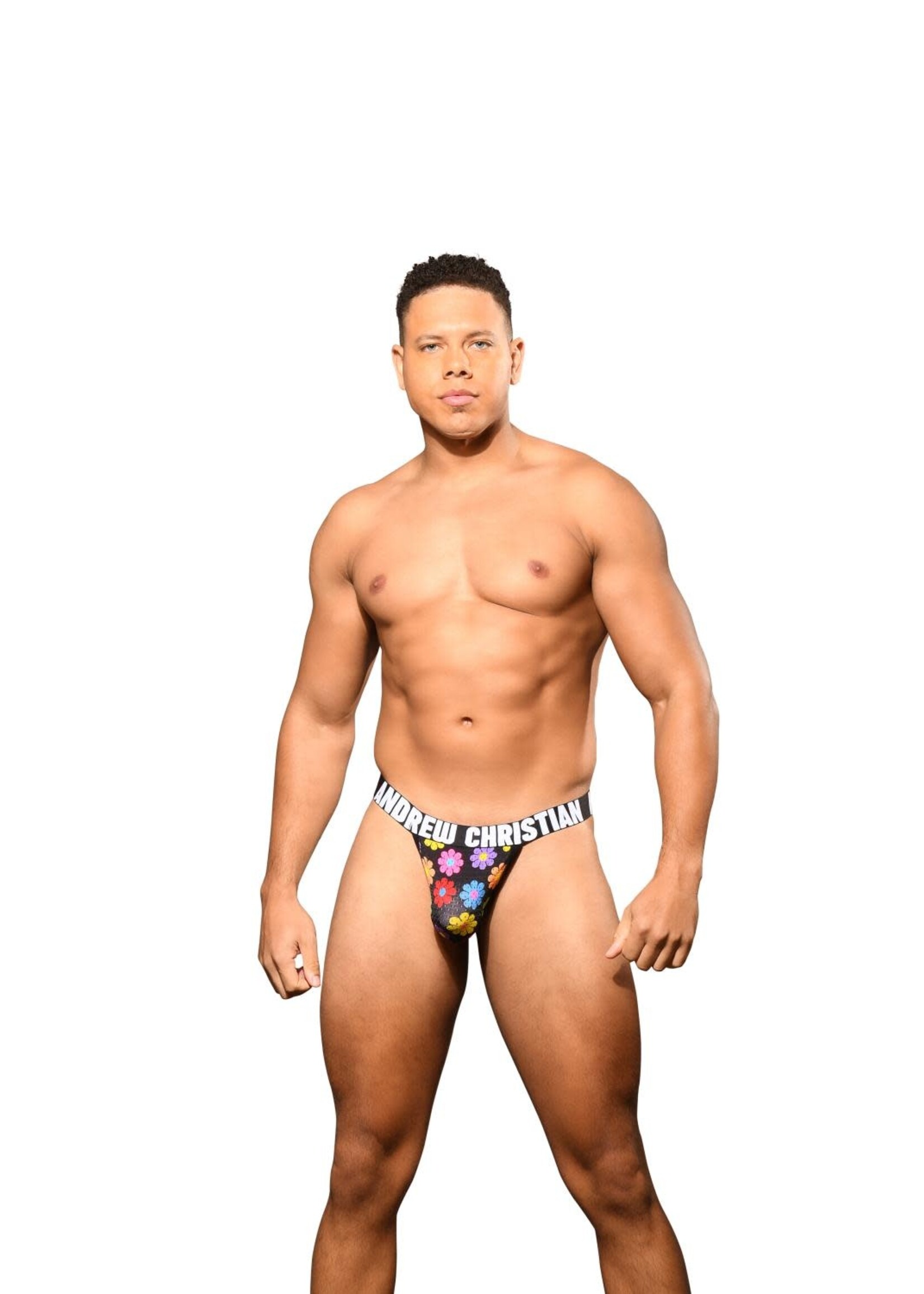 Andrew Christian Flower Power Mesh Y-Back Thong w/ ALMOST NAKED®