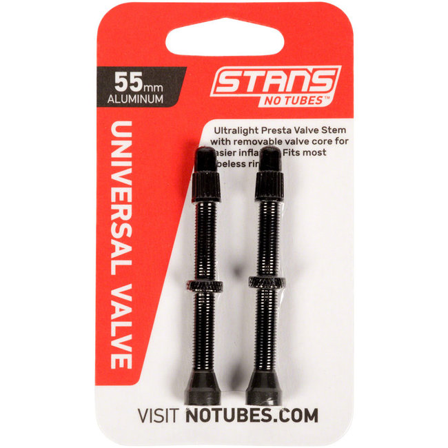 Stan's No Tubes 55mm Tubeless Valves: Pair, Black