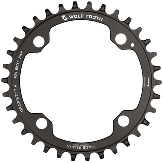 Components 34t 104bcd Drop-Stop Chainring, Black