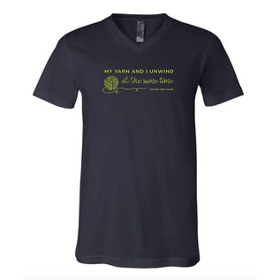 Unwind Yarn House Unwind At the Same Time Navy V-Neck Shirt
