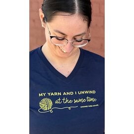 Unwind Yarn House Unwind At the Same Time Navy V-Neck Shirt