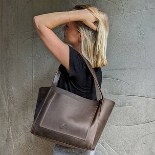 Leather Boxy Tote