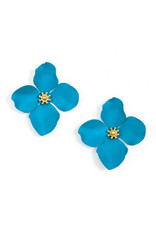 Zenzii Zenzii Large Painted Flower Earrings Neon Blue