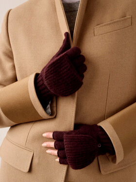 White + Warren White + Warren Cashmere Ribbed Pop Top Gloves