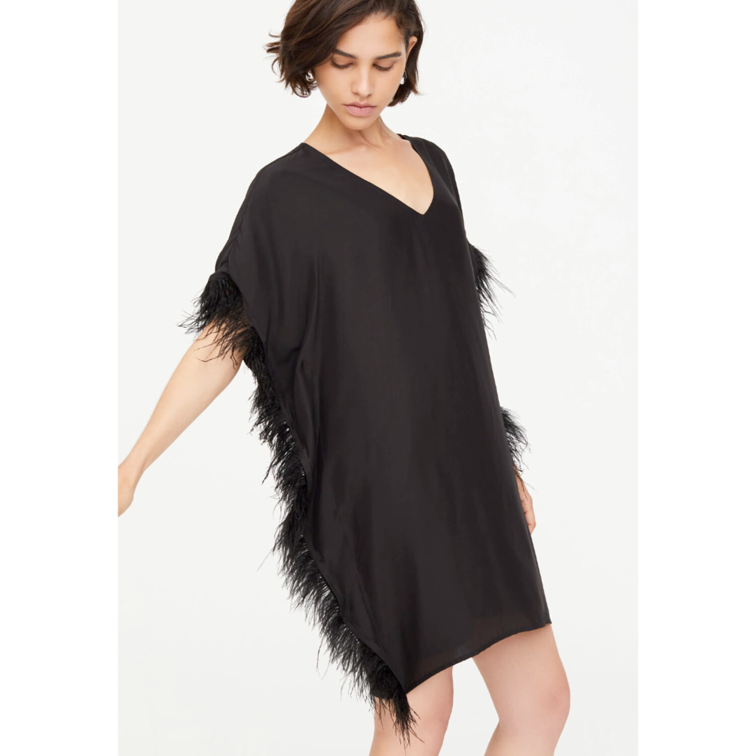Marie Oliver Maura Feather Dress Black / L