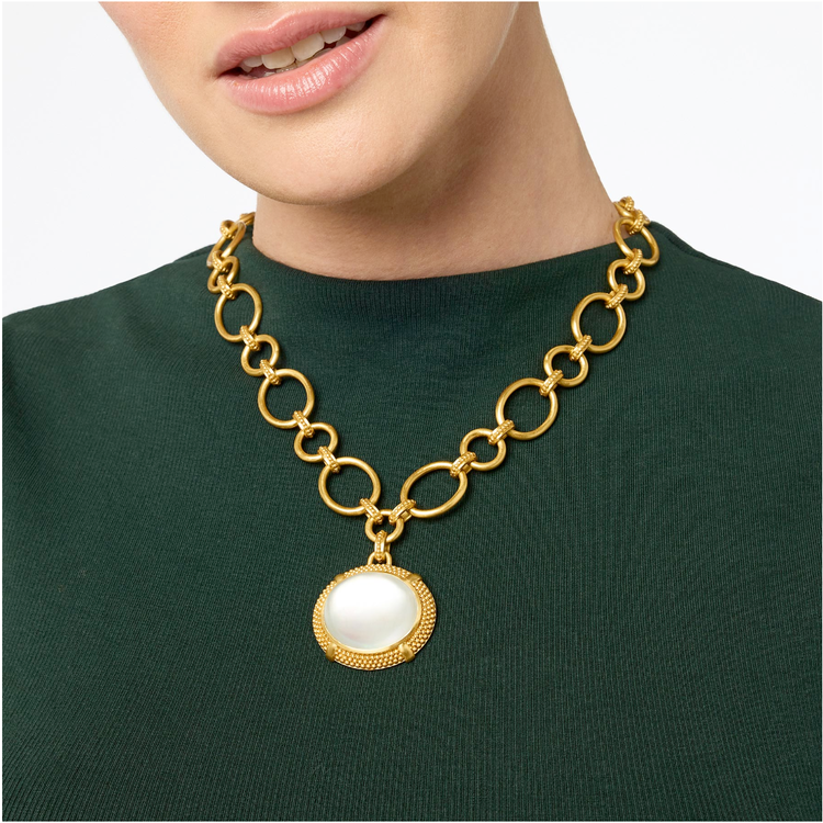 Julie Vos Julie Vos Cabochon Statement Necklace Iridescent Clear