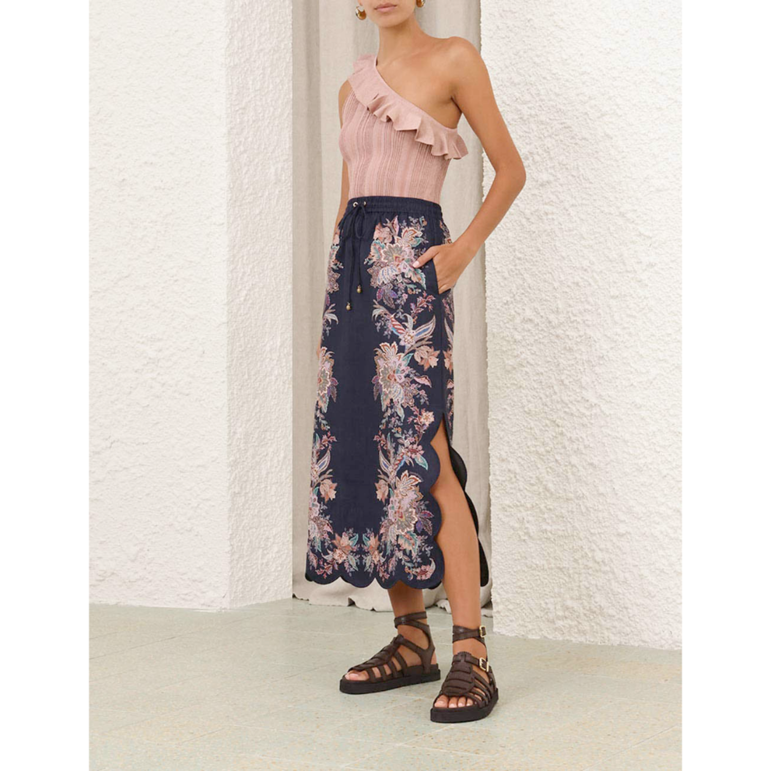 VIP【関税送料無料】希少 Zimmermann Rhiannon Midi Skirt Zimmermann Rhiannon Scallop Midi Skirt - CK Collection