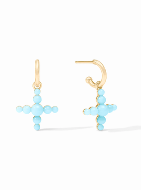 Julie Vos Julie Vos Gumdrop Cross Hoop & Charm Powder Blue