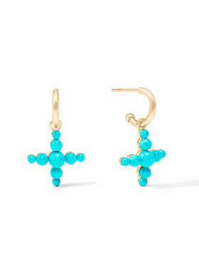 Julie Vos Julie Vos Gumdrop Cross Hoop & Charm Turquoise