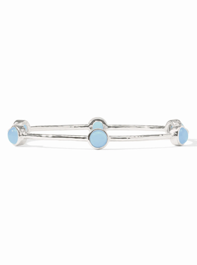 Julie Vos Julie Vos Silver Milano Luxe Bangle Chalcedony Blue