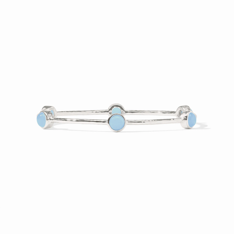 Julie Vos Julie Vos Silver Milano Luxe Bangle Chalcedony Blue