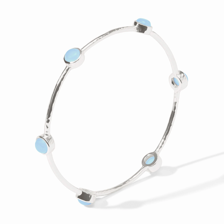 Julie Vos Julie Vos Silver Milano Luxe Bangle Chalcedony Blue