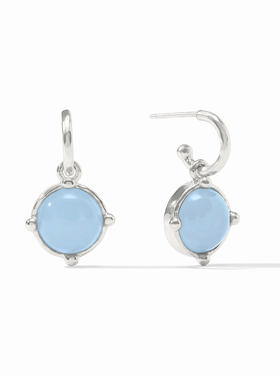 Julie Vos Julie Vos Silver Honeybee Hoop & Charm Chalcedony Blue