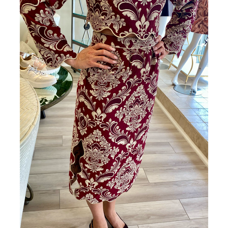 Farm Rio Farm Rio Jacquard Waves Midi Skirt