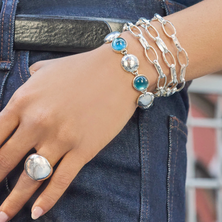 Julie Vos Julie Vos Silver Solara Stone Bracelet Montana Blue