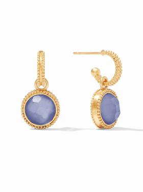 Julie Vos Julie Vos Fleur de Lis Hoop & Charm Tanzanite Blue