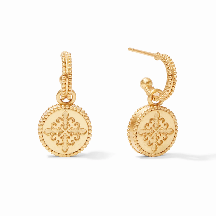 Julie Vos Julie Vos Fleur de Lis Hoop & Charm Tanzanite Blue