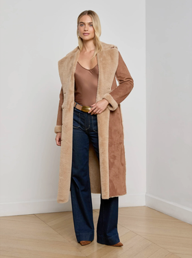 L'AGENCE L'agence Citron Faux Fur Maxi Coat