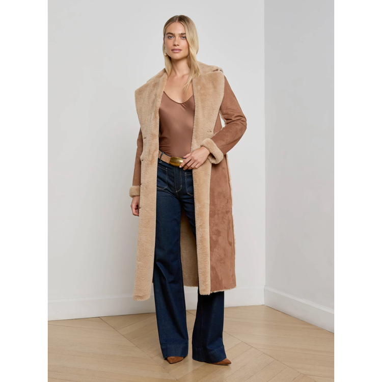 L'AGENCE L'agence Citron Faux Fur Maxi Coat