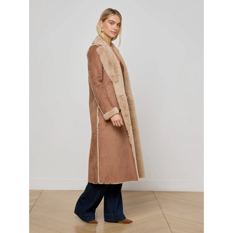 L'AGENCE L'agence Citron Faux Fur Maxi Coat