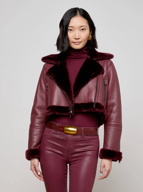 L'AGENCE L'agence Pike Crop Shearling Jacket
