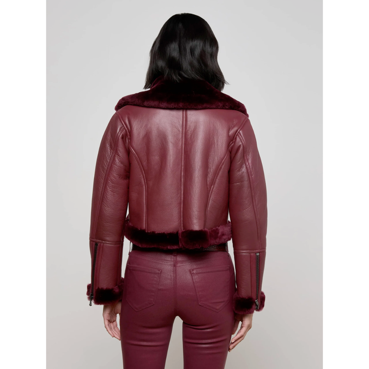L'AGENCE L'agence Pike Crop Shearling Jacket