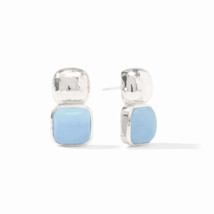Julie Vos Julie Vos Silver Catalina Earring Chalcedony Blue