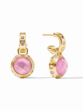 Julie Vos Julie Vos Rainbow Hoop & Charm Tourmaline Pink