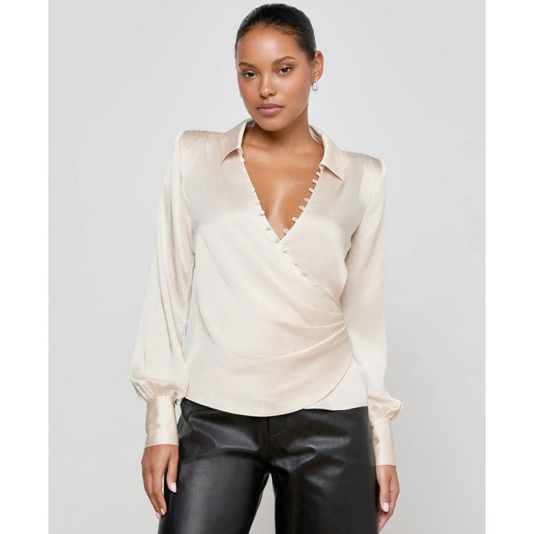 L'AGENCE L'agence Bernice Wrap Blouse