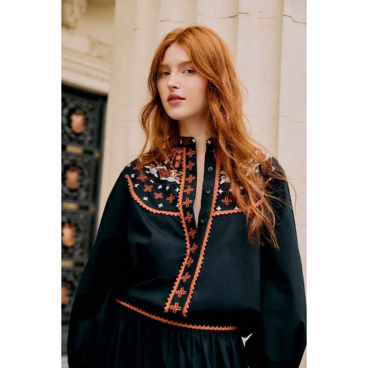 Farm Rio Farm Rio Embroidered LS Shirt