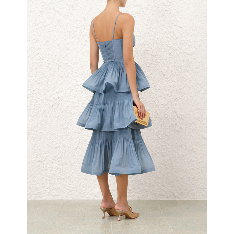 Zimmermann Zimmermann Pleated Tiered Midi Dress