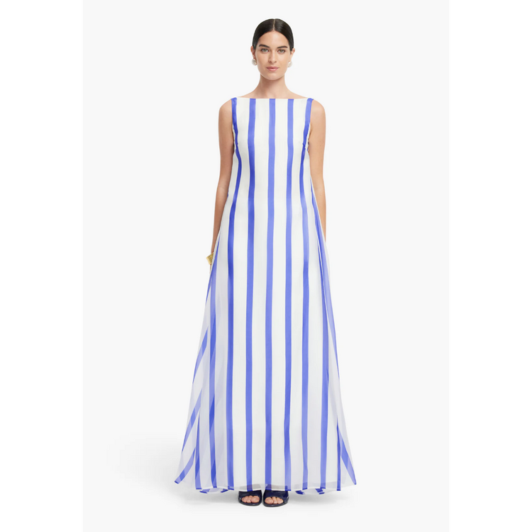 Leo Lin Leo Lin Yumei Striped Open Back Gown