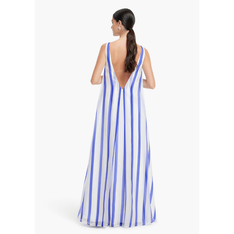 Leo Lin Leo Lin Yumei Striped Open Back Gown