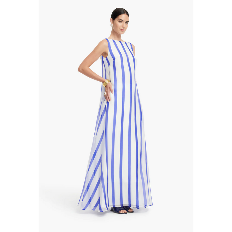 Leo Lin Leo Lin Yumei Striped Open Back Gown