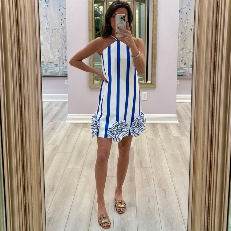 Leo Lin Leo Lin Suzy Striped Halterneck Mini