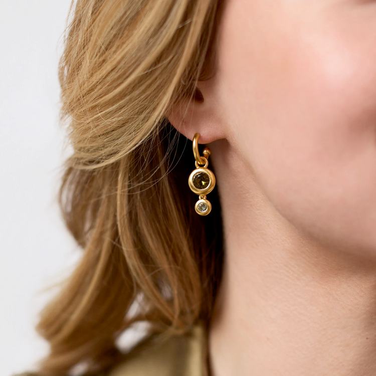 Julie Vos Julie Vos Rainbow Duo Hoop & Charm Palmetto Green