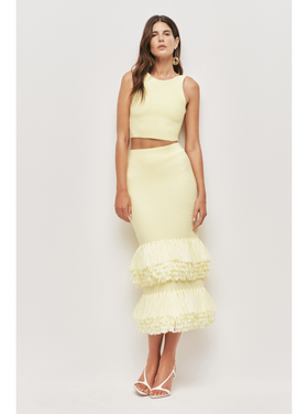 Aje. Aje. Agave Knit Raffia Midi Skirt