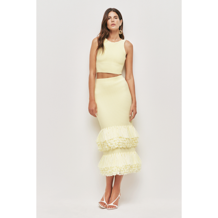 Aje. Aje. Agave Knit Raffia Midi Skirt