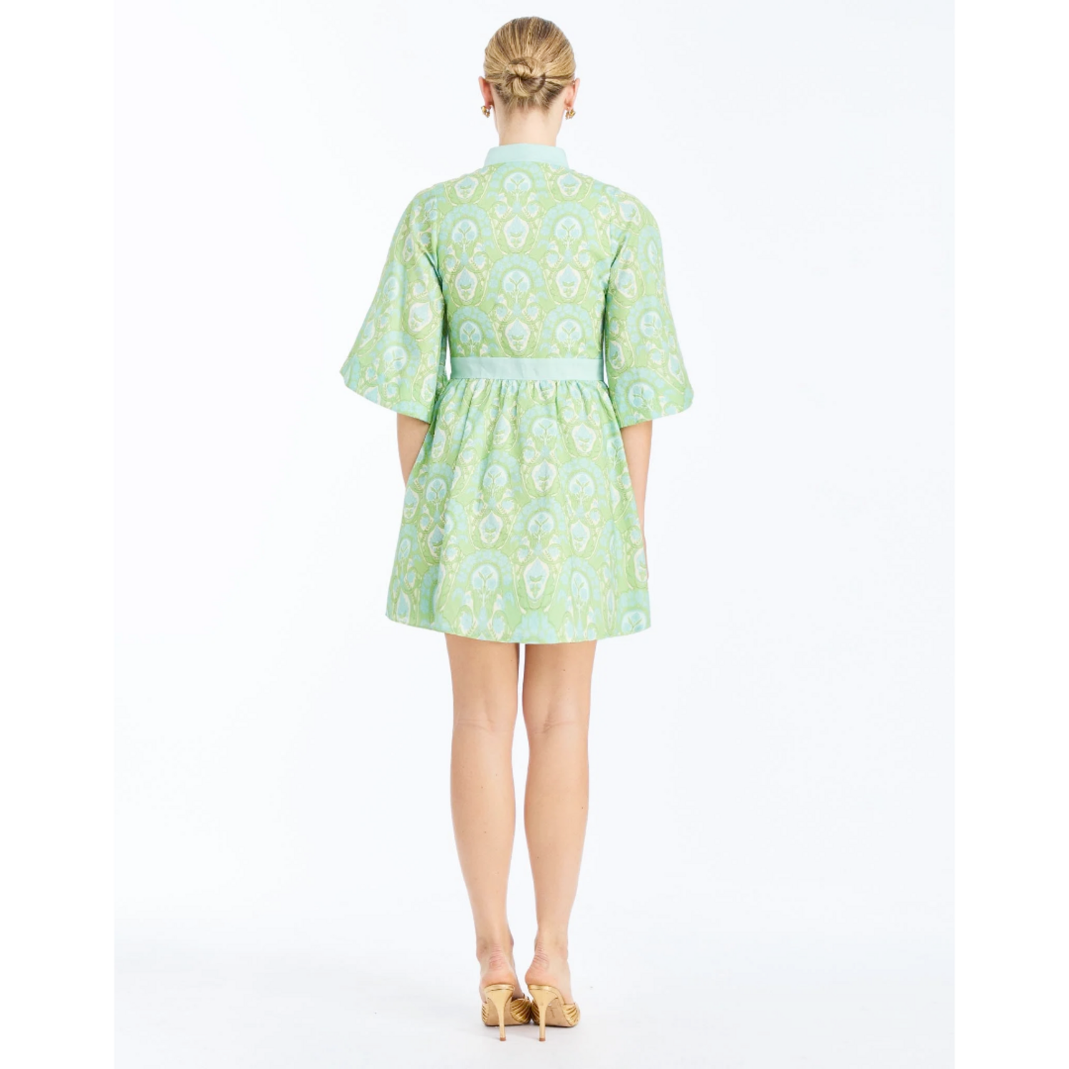 green emerald velvet dress Mestiza Loverde Fit and Flare Mini Dress in Trellis Verte 2 / Trellis Verte main image 0