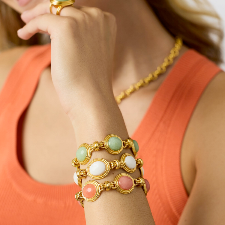 Julie Vos Julie Vos Portofino Stone Bracelet Melon Jade