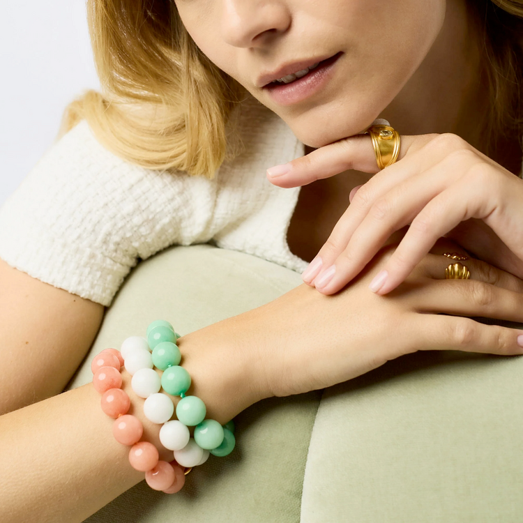 Julie Vos Julie Vos Portofino Beaded Bracelet Melon Jade