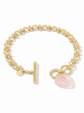 Julie Vos Julie Vos Heart Link Bracelet Pink Quartz